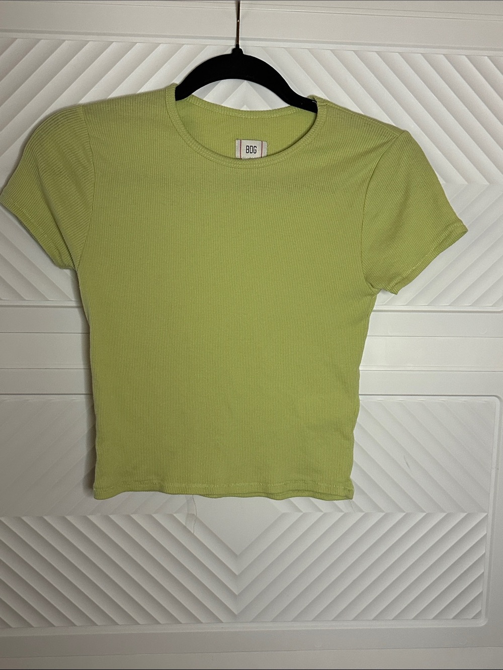BDG Lime Ribbed Short Sleeve Crew Tee